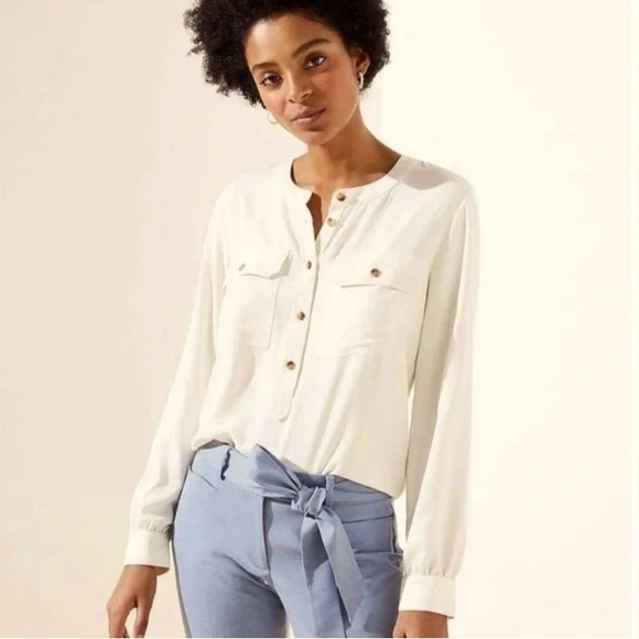 LOFT Tops - LOFT long sleeve, cream, flowy, blouse, size medium